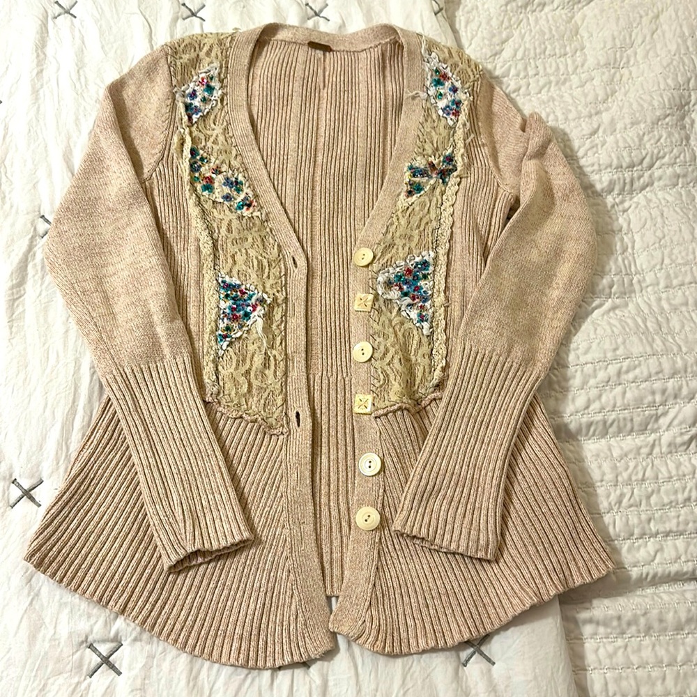 Free people stunning embellished sweater/cardigan